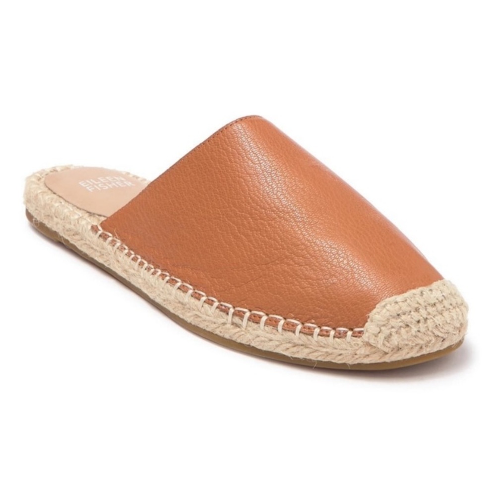 Eileen Fisher Kai tumbled leather espadrille slide sandals